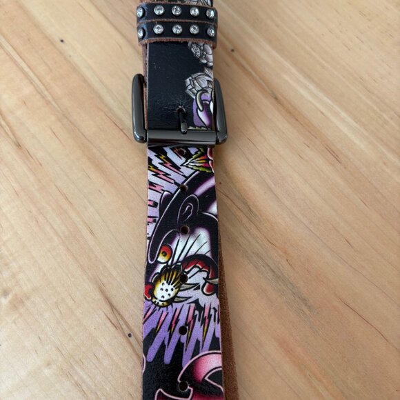 Vintage Leather Belt Ed Hardy by Christian Audigier Size L - Picture 14 of 16
